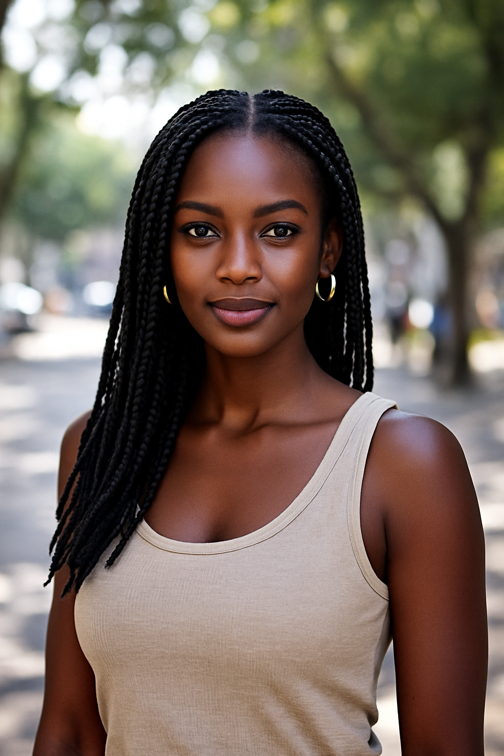 Young woman smiling with hope.